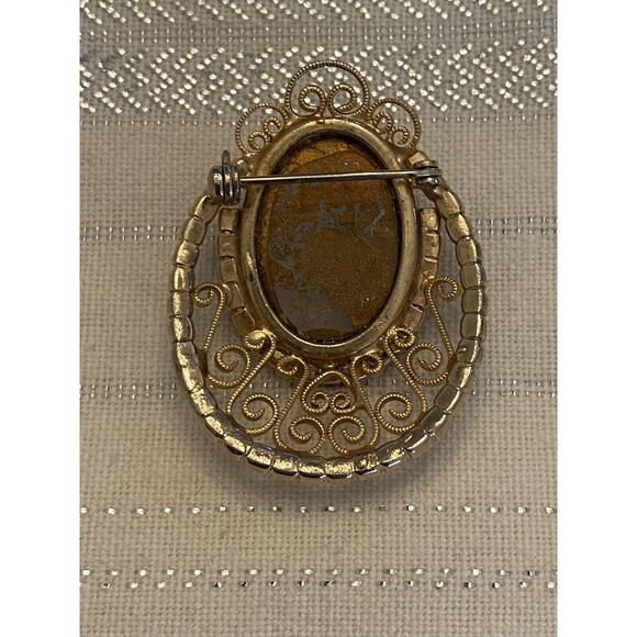 Vintage Glass Moonstone Purple Rhinestone Brooch Pin - Picture 6 of 9